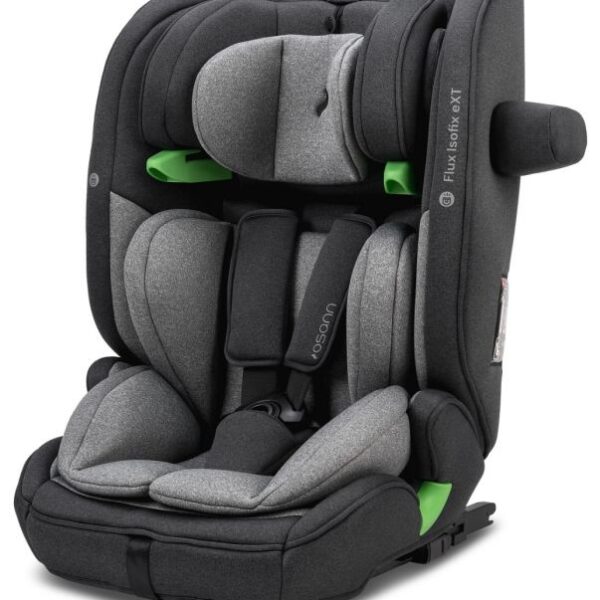 Osann Flux Isofix eXT i-Size Booster Seat - Secure Full Harness Up to 6 Years & 23 kg with NEW Sensor for Easy Installation - Universe Grey