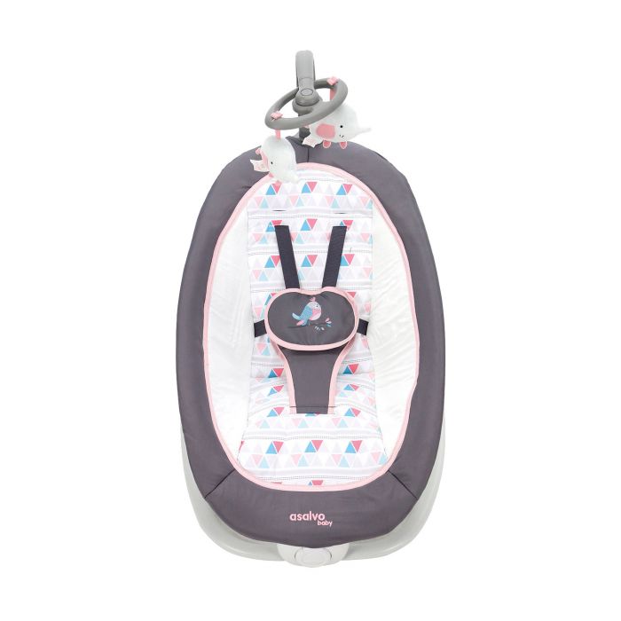 Asalvo Foldable Baby Bouncer – Pink Bird Design - Image 2
