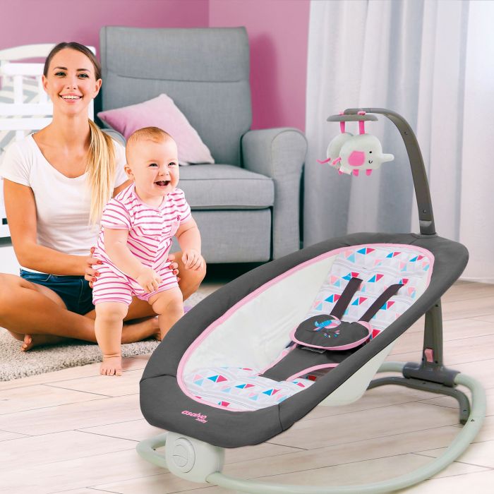 Asalvo Foldable Baby Bouncer – Pink Bird Design - Image 5