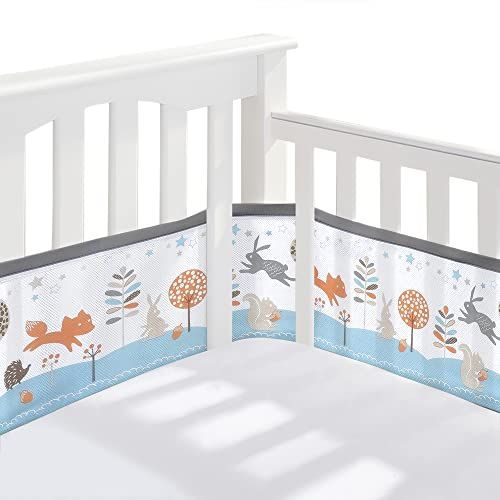 BreathableBaby Mesh Cot Bed Liner – Classic Collection – Fits 4 Sides – Safe Anti-Bumper Design – Enchanted Forest