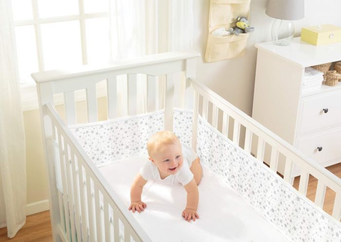 BreathableBaby Mesh Cot Bed Liner – Classic Collection – Fits 4 Sides – Safe Anti-Bumper Design – Twinkle Grey - Image 4