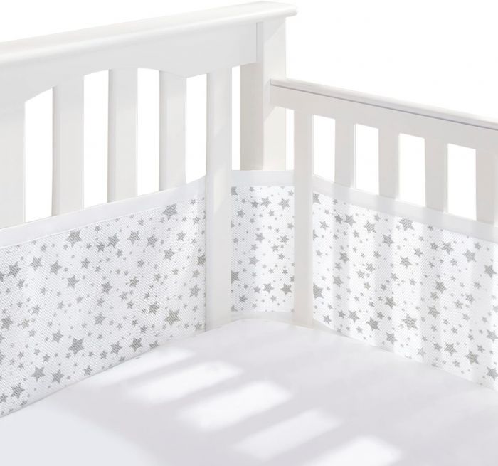 BreathableBaby Mesh Cot Bed Liner – Classic Collection – Fits 4 Sides – Safe Anti-Bumper Design – Twinkle Grey - Image 6
