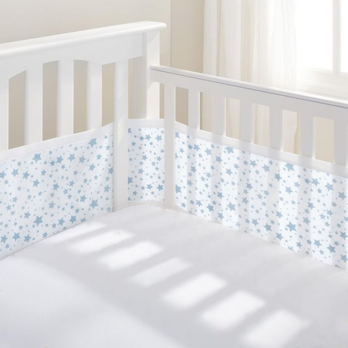 BreathableBaby Mesh Cot Bed Liner – Classic Collection – Fits 4 Sides – Safe Anti-Bumper Design – Twinkle Blue - Image 3