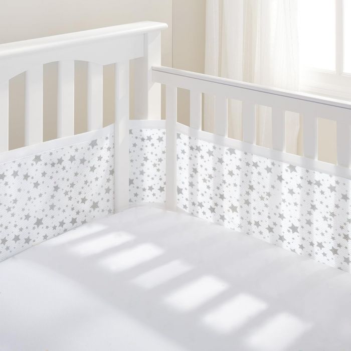 BreathableBaby Mesh Cot Bed Liner – Classic Collection – Fits 4 Sides – Safe Anti-Bumper Design – Twinkle Grey - Image 3