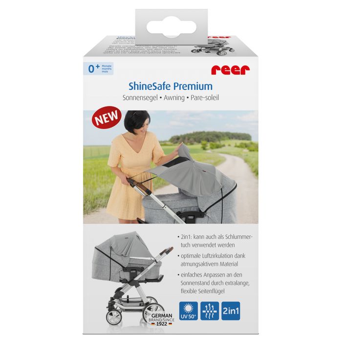 ShineSafe Premium Universal UVF50 Protection Pram Sunshade & Windbreaker - Grey - Image 6