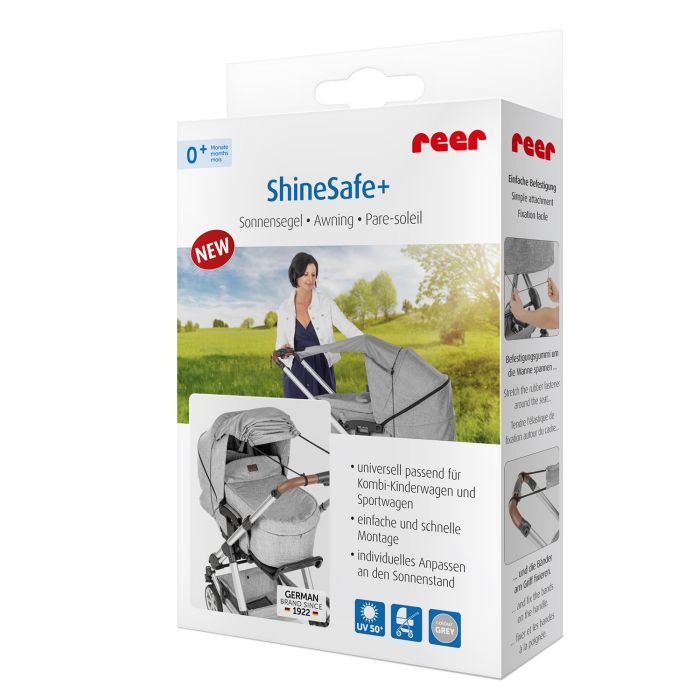 ShineSafe Universal UVF50 Protection Pram Sunshade - Grey - Image 6
