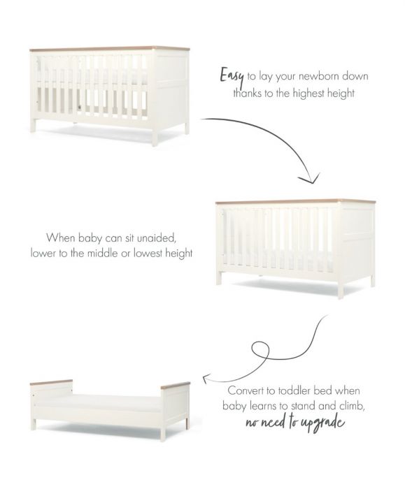 Mamas & Papas Wedmore 2 Piece Cotbed Set with Dresser Changer - White/Natural - Image 6