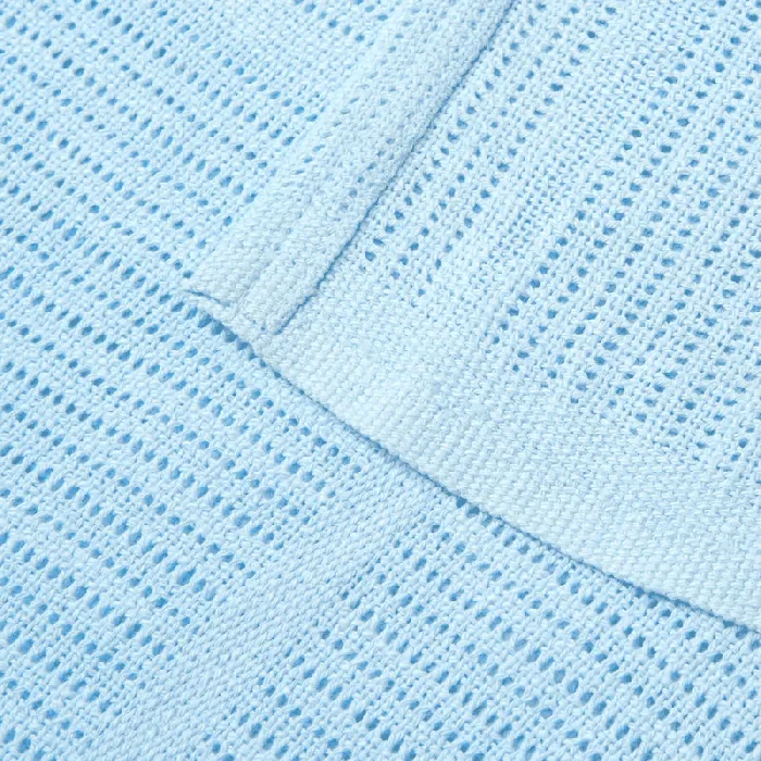 Soft Cotton Cellular Cot Blanket - Blue - Image 4