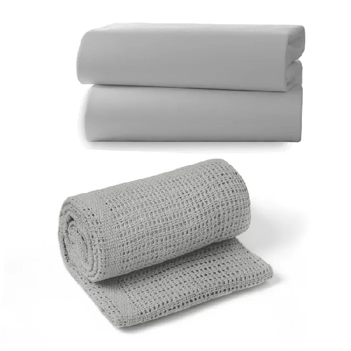 Soft Cotton Cellular Cot Blanket - Grey - Image 2