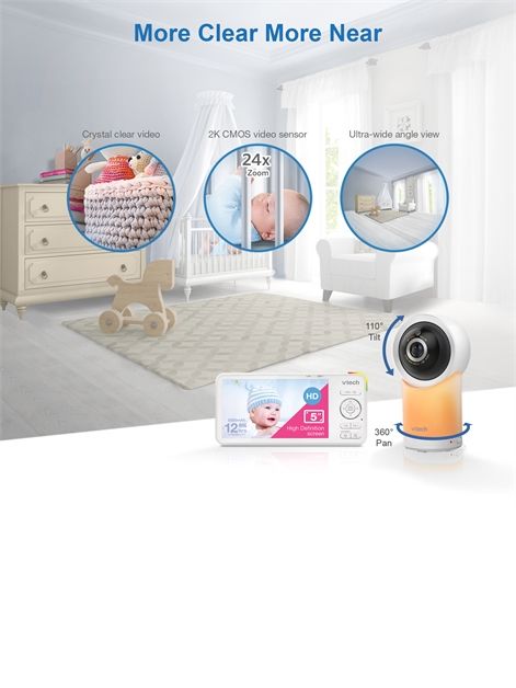 VTech Smart Video RM5766HD 5 inch WiFi Pan & Tilt Baby Monitor - Image 6