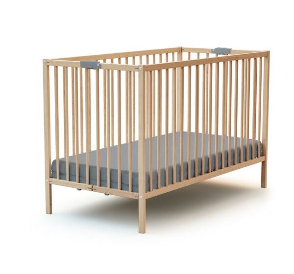 AT4 Wooden Folding Cot with FREE cot mattress  - Natural