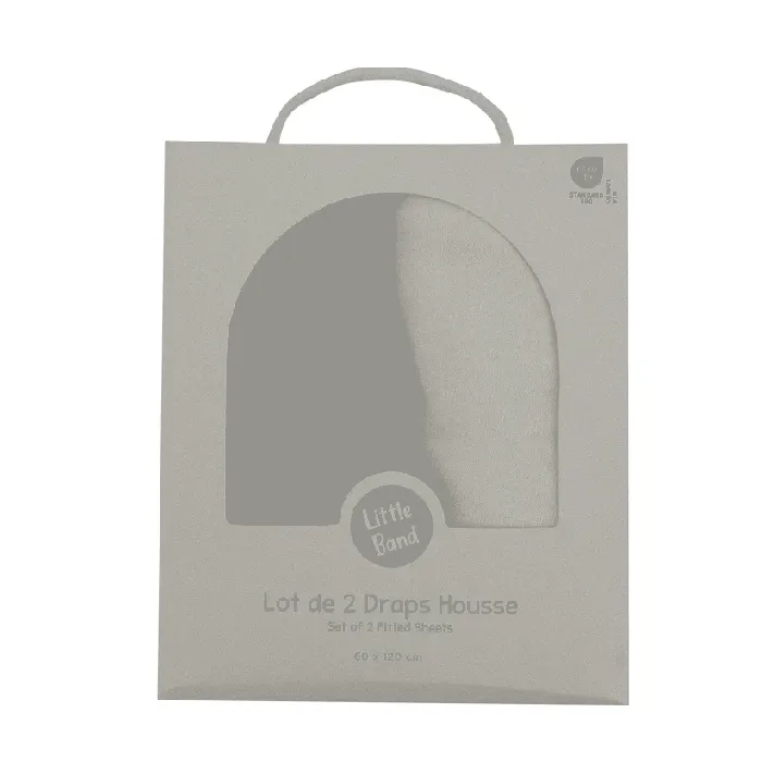 Little Band 2-Pack Baby Cotbed Fitted Sheets – 140 x 70 cm – Beige & Storm Blue – 100% Cotton