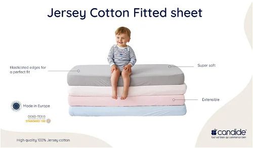 Candide Cotbed 100% Cotton Fitted Sheets, 140 x 70cm - Assorted Colours