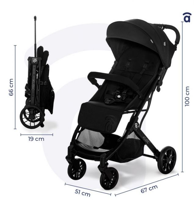 Asalvo Kubic 2 Lightweight Travel Stroller (Birth to 22 kg) - Black - Image 4