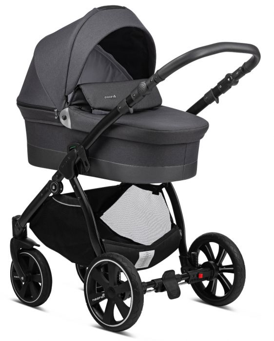 Noordi Sole.Go 3 in 1 Pram, Travel System includes Chassis, Carrycot, Seat Unit, Bumper bar, Mattress, Pram Bag, Raincover, Insect net, Cup Holder, Car seat & adaptors - Black - Image 8