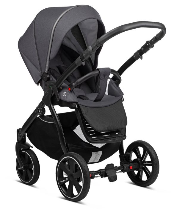 Noordi Sole.Go 3 in 1 Pram, Travel System includes Chassis, Carrycot, Seat Unit, Bumper bar, Mattress, Pram Bag, Raincover, Insect net, Cup Holder, Car seat & adaptors - Black - Image 9