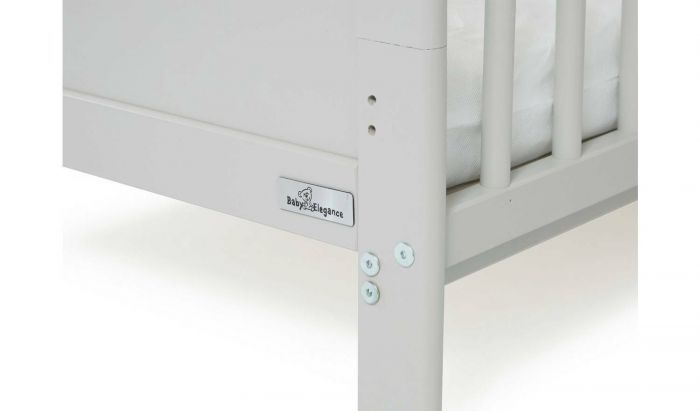 Baby Elegance Travis Cot Bed & FREE Mattress - Grey - Image 3
