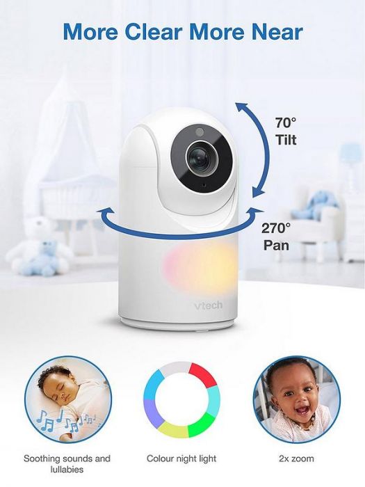 VTech VM3263 2.8" Digital Video Baby Monitor – Pan & Tilt Camera, Night Light, Long Battery Life - Image 4